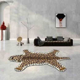 Tiger Pattern Carpet For Living Room Faux Fur Rug Leopard Lion Imitation Animal Skin No-Slip Mat Bedroom Decor Bedside Floor Mat T230519