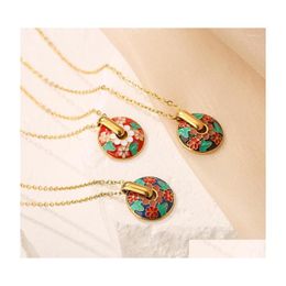 Pendant Necklaces Mafisar 316L Stainless Steel Bohemian Style Enamel Drop Oil Necklace For Women Trendy Personality Design Wedding D Dhocz
