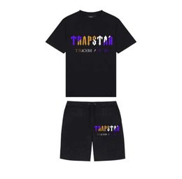 Mens Trapstar t Shirt Short Sleeve Print Outfit Chenille Tracksuit Black Cotton London Streetwear New high end 63ess