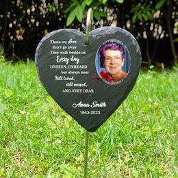 Garden Decorations Personalized Po Still Loved missed Slate Memorial Hook Grave Marker Sympathy Gift for Family Members 230518