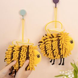 Cute Bee Shape Hand Towel with Wings Hanging Striped Colour Blocking Soft Chenille Wipe Plush Kids Handkerchiefs Terry Towels