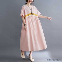 New Summer Maternity Dress Woman Casual Cotton Material Large Size Dresses Pregnant Woman Clothing R230519