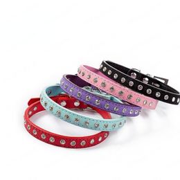 Crystal Diamond Pet Dog Cat Collar Metal Buckle Dog Leash Collars Supplies Red Black Pink 5 Colour