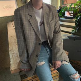 Men's Suits Slim Autumn Suit Men's Tops One Piece Handsome Khaki Plaid Jackets Korean Fashion Casual Single Breasted Blazer 2Y2331