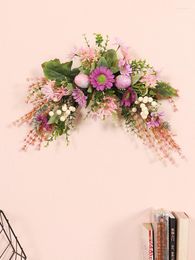 Decorative Flowers Easter Egg Wild Chrysanthemum Eucalyptus Wreath Ornaments Home Hanging Door Pendant Wall Pandents