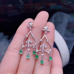 Stud Earrings Exquisite Elegant Green Emerald Gemstone Earring Women Silver Real Natural Gem Birthday Party Christmas Gift