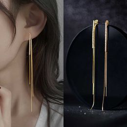 Charm JWER Simple HighGrade Long Chain Tassel Drop Earrings for Women Dangle Earring Gold Silver Colour Piercing Line Trendy Ear Gifts AA230518