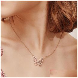 Pendant Necklaces Butterfly Pendants For Women Pink Sweet Exquisite Fashion Party Valentines Day Gifts Wholesale Ht155Pendant Drop D Dh4S9