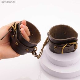 Adult Toys Cowhide Vintage Adjustable Hand Couples Flirting Restraints Hands SM Bondage Sex Toys Restraint Adult Supplies Sex Shop L230519