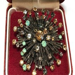 Retro Atomic Starburst Crystal Brooch Pin 1950s Vintage Style Jewellery