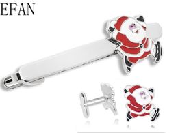 Men's Metal Ties Clip Cufflinks Red Santa Claus Christmas Jewellery Necktie Tie Clips Pin Clasp Wedding Charm Creative Gifts