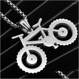 Pendant Necklaces Chain Necklace Men Stainless Steel Bicycle Pendants Long Gifts For Male Accessories Hip Hop Jewellery Drop Delivery Dhl0C