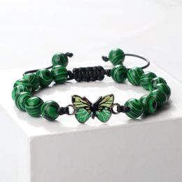 Strand Design Malachite Handmade Natural Tiger Eye Stone Agates Green Butterfly Pendant Bangles Lover Jewellery Gift