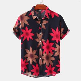 Men's Casual Shirts Mens Hawaiian Aloha Shirt Brand Short Sleeve Button Down Floral Beach Men Party Vacation Clothing Camisa Masculina