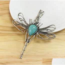 Pendant Necklaces 2 Pieces Tibetan Sier Large Hollow Dragonfly Faux Charms Pendants For Necklace Jewelry Making 74X64Mm Drop Delivery Dh0Tw