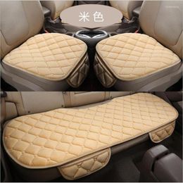 Car Seat Covers Vehicle Cushion Three-piece Suit Fall And Winter Fluffy Backless Non-binding Anti-skid Warming Cus