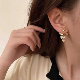Charm Korean Fashion Gold Color Tassel Drop Earrings Trend Two Way Wear Sweet ly Heart Statement Earrings Jewelry Gifts AA230518