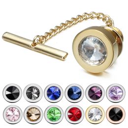 HAWSON Free Shipping Round Crystal Tie Tack for Men's Shirt Jewellery Fashion Tie Pin Gift for Men