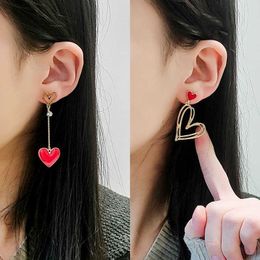 Charm New Korean Statement Earrings for women Red Heart Cute Alloy Geometric Dangle Drop Stud Earrings 2022 Fashion Jewelry Gifts AA230518