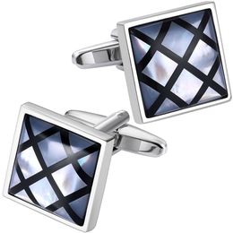 HAWSON Cufflinks for Men Mother of Pearl Silver Colour