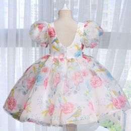 Girls Dresses Flower Puff Sleeve Dress Child Princess Kids 3 6 8 Years Tutu Ball Gown Chirstmas Costume Birthday Party 230518