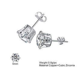 Stud M8Mm Crystal Earrings For Women Bohemian Round Crown Cz Zircon Ladies Girls Simated Diamond Jewellery Gift Drop De Dhgarden Dhew0