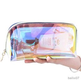 Cosmetic Bags Cases Laser Cosmetic Bag Style Korean Cosmetics Semicircle Travel Bag Portable Dumpling Shaped Transparent Wash Bag