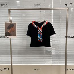 Camisetas coloridas de decoração de cachecol designer t-shirt de alta qualidade lady manga curta fêmea no pescoço redondo de verão #multiple produto