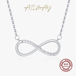 Pendant Necklaces Ailmay 100% 925 Sterling Silver Infinite Love Pendant Necklace For Women Clear Zircon Fine Accessories Jewellery GIFT 230519
