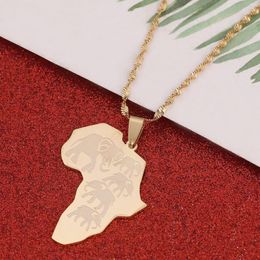 Pendant Necklaces Africa Map Necklace For Women Men Gold Colour Elephant Jewellery Wholesale African Maps Hiphop Item