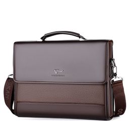 Briefcases Male Handbags Pu Leather Men's Tote Briefcase Business Shoulder Bag for Men Brand Laptop Bags Man Organiser for Documents 230520