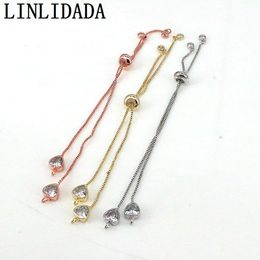 Bracelets 20Pcs Fashion Gold / Rose Gold / Silver Chain Bracelet Adjustable Connector Chain CZ Heart Bracelet Accessories