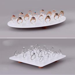 Display Superior Acrylic Wood White Ring Tray Rong Display Stand Ring Organiser Jewellery Display Case Jewellery Holder Ring Rack Props