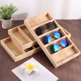 Boxes New Creative Bamboo Wood Sunglasses Tray Display Glasses Holder Organiser Eyeglasses Storage Showcase Jewellery Display Tray