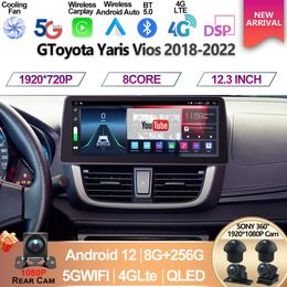 12.3 Inch Android Car Radio For Toyota Yaris Vios 2018 2019 2020 2021 2022 2Din Stereo Multimedia Player GPS Navi Head Unit-2