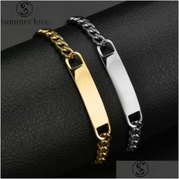 Chain Bar Bracelet Men Brothers Gold Stainless Steel Engraved Bracelets Personalise Jewellery Party Gift Can Custom Name Id By Drop Del Dh5Mx