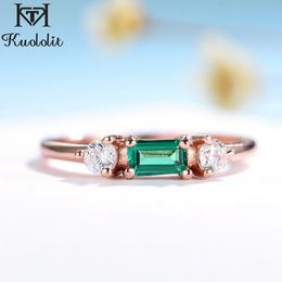 Rings Kuololit 585 Rose Gold Emerald Gemstone Rings for Women Solid 925 Sterling Silver Engagement Promise Ring Jewelry Anniversary