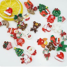 Components 500pieces diy 20mm Christmas tree santa Resin Embellishment Flatback For kids woman hairpin Scrapbooking Jewellery Accessories