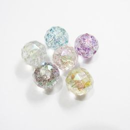 Beads Newest ! 20mm 100pcs/lot Transparent AB Faceted Beads With Glitter Inside