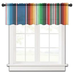 Curtain Mexican Stripes Colorful Rod Pocket Short Half-Curtain For Kitchen Door Drape Cafe Small Window Sheer Curtains