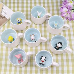 Tumblers Creative 3D Animal Ceramic Mug Coffee Cup Cow Panda Variety of Three dimensional 230520