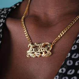 Necklaces Custom 3D Double Plated Name Necklace Personalised Name Necklaces Two Tone Necklace18K GoldPlate Jewellery Gift for Women Girls