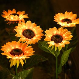 Garden Decorations Solar Sunflowers Outside Lawn Light IP65 Waterproof Flowers Pathway for Patio Yard Wedding Holiday Decoration 230520