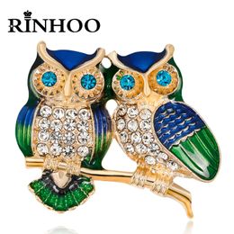 Rinhoo Lovely Owl Brooches Korean Trendy Rhinestone Brooch Badge Pin Bird Animal Party Casual Suit Decoration Badge Corsage Gift