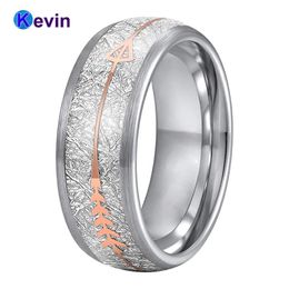 Rings Men Women Wedding Bands Tungsten Carbide Ring With Rose Gold Steel Arrow And White Meteorite Inlay New Arrivals