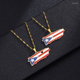 Pendant Necklaces SONYA Heart Puerto Rico Map And Color Flag Necklace Gold Color/Silver PR Ricans Stainless Stee Jewelry