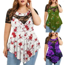Women's Blouses In For Women Business Casual Summer Tops Dressy O Neck Short Sleeve Tunics Lace Blouse Shirts Sexy
