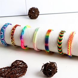 Bracelets 30Pcs/Lot Fashion Handmade Braid Cotton Rope Cuff Shell Bracelet Jewelry For Women Men Couple Friendship Lucky Adjustable Gift