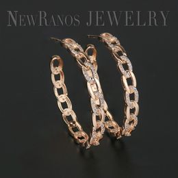 Huggie Newranos Trendy Link Chain Hoop Earrings Pave Micro CZ Zircons Circle Round Hollow Earrings for Women Fashion Jewelry EWX001382