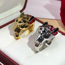 Rings Couple Black Spot Leopard Head Rings with 3A Cubic Zircon Stone Animal Panther Ring for Men or Women Copper Party Jewellery 2020